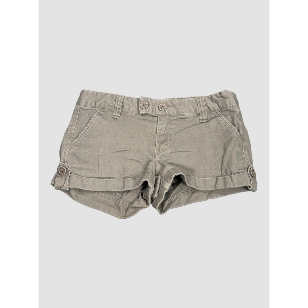 Anchor Blue Womens Khaki Chino Shorts Olive Drab Low Rise Cuffed Size 7
